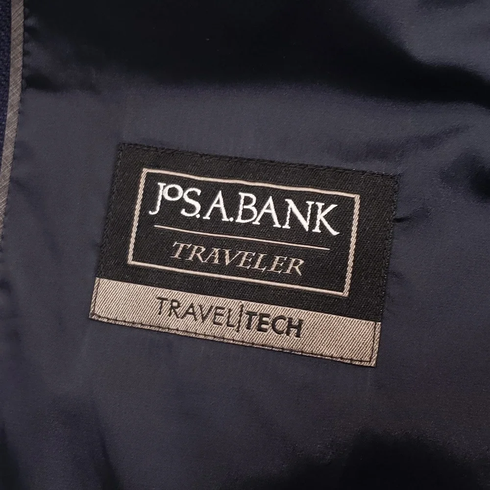 Jos. A. Bank Traveler Travel Tech Blazer Mens 42 Long Navy Blue Slim Fit Wool